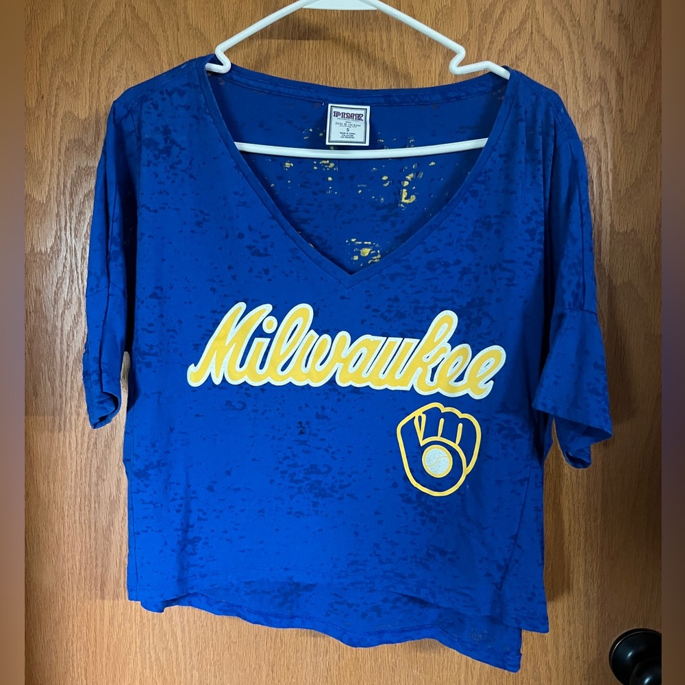 Milwaukee Brewers Love Pink Crop Top